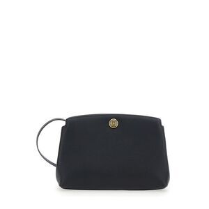 Liffner Women Black Clutch With Clasp Closure In Grained Leather Women